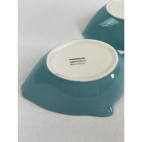 Vintage Fish-Shaped Ceramic Bowls In Aqua Blue Set Of 2 Coastal Nautical - Picture 7 of 11